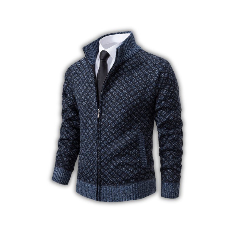 BRADEN - Zip-up heren sweater met ruitenpatroon