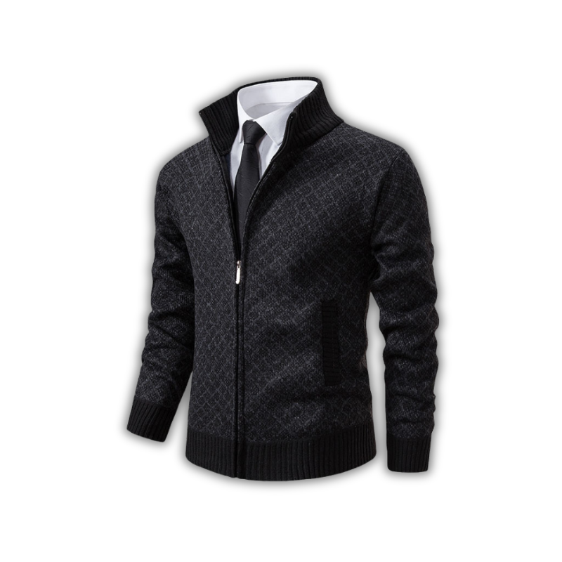BRADEN - Zip-up heren sweater met ruitenpatroon