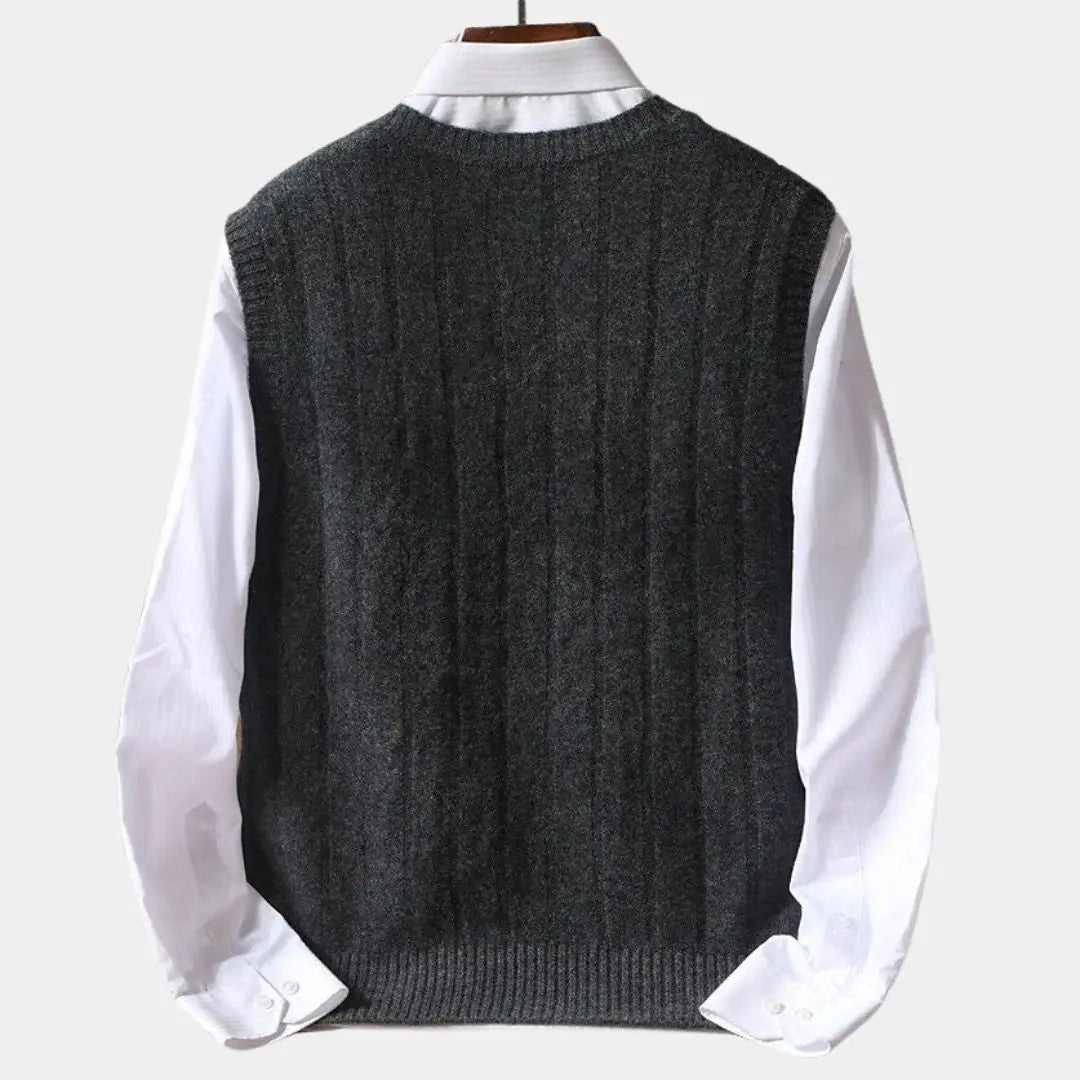 Warm heren trui-vest van wol met ritssluiting – FERNOX - Glamorix