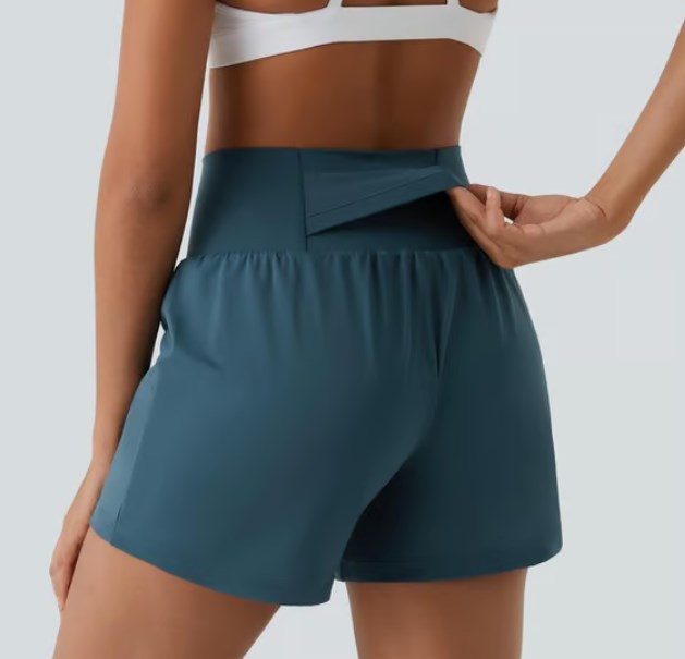Dames sportshort met hoge taille en binnenbroek – DORINA - Glamorix