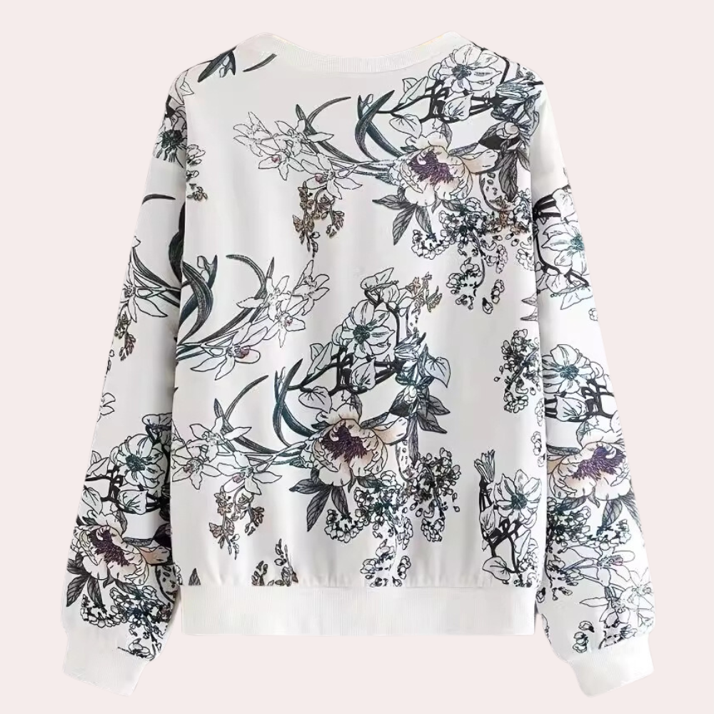Zachte dames sweater met speelse bloemenprint – LILÉA - Glamorix