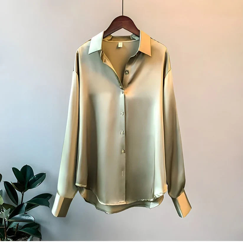ADDIE – Blusa de seda y cómoda de manga larga para mujer - Glamorix
