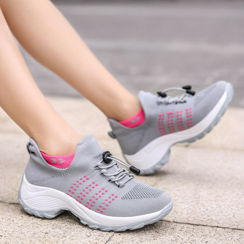 Orthopedische dames sneakers met rits en veters – Movara EasyFit - Glamorix