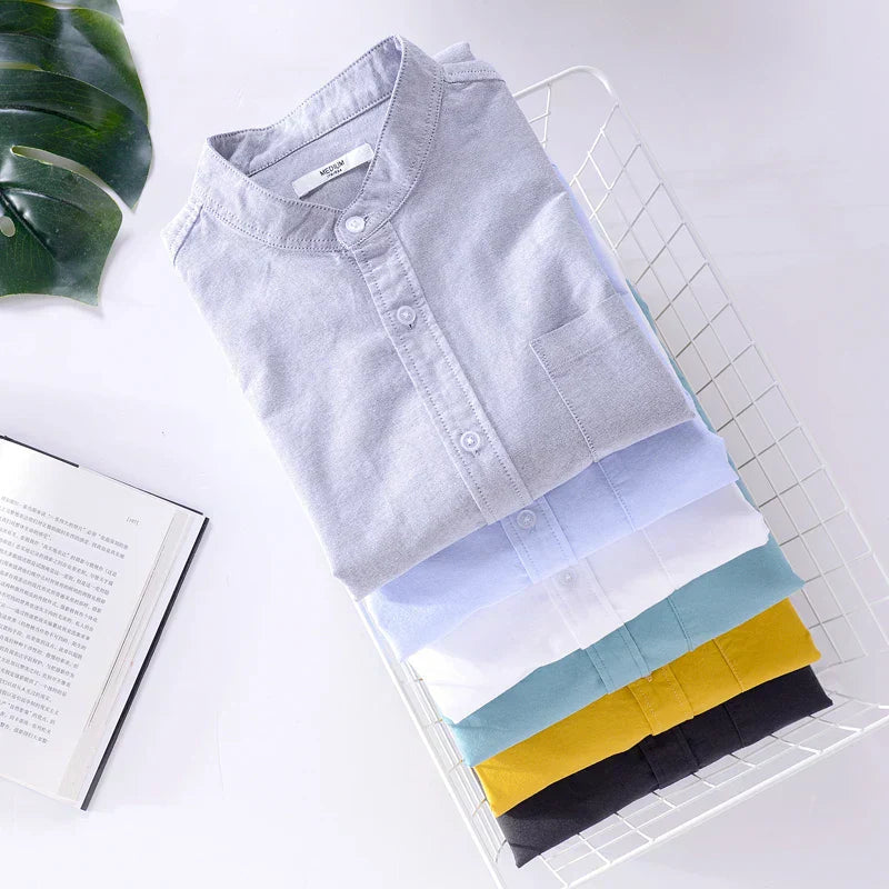 Herenoverhemd met opstaande kraag en rechte pasvorm – ARVID COLLAR - Glamorix