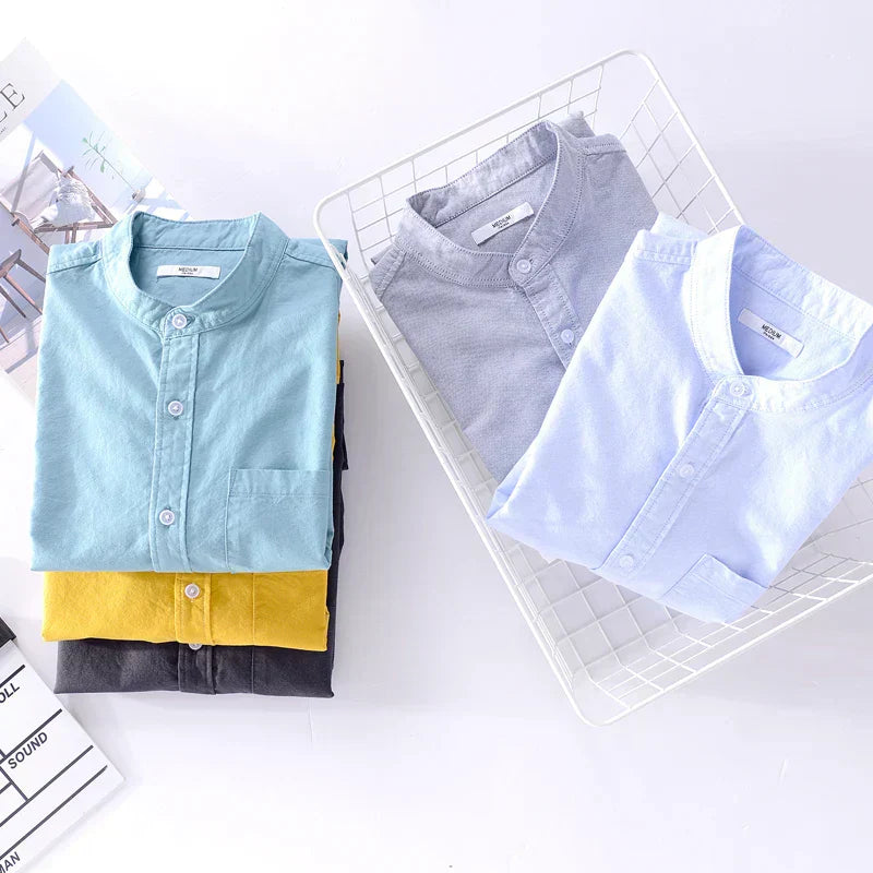 Herenoverhemd met opstaande kraag en rechte pasvorm – ARVID COLLAR - Glamorix