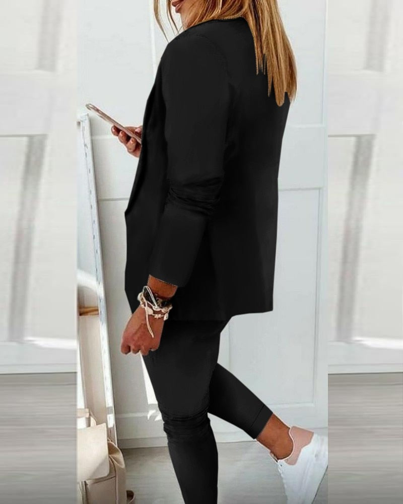 VICTORIA - Casual tweedelige blazer en joggerset voor dames