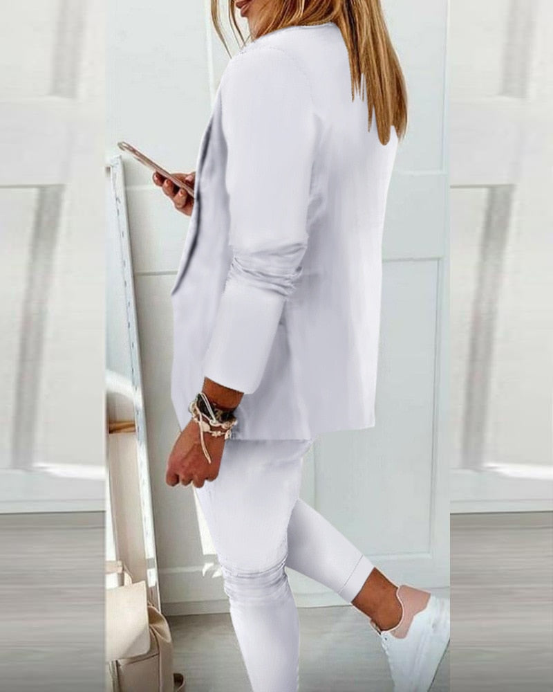 VICTORIA - Casual tweedelige blazer en joggerset voor dames