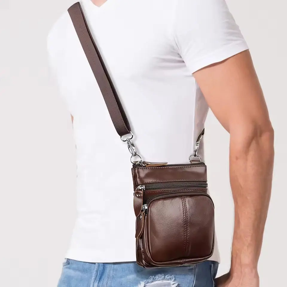 DAREN – Leren crossbodytas met meerdere compartimenten voor heren