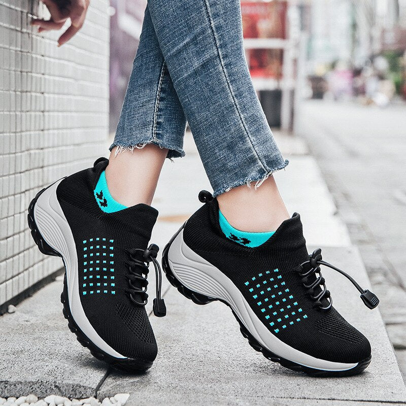Orthopedische dames sneakers met rits en veters – Movara EasyFit - Glamorix