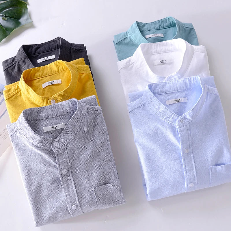 Herenoverhemd met opstaande kraag en rechte pasvorm – ARVID COLLAR - Glamorix