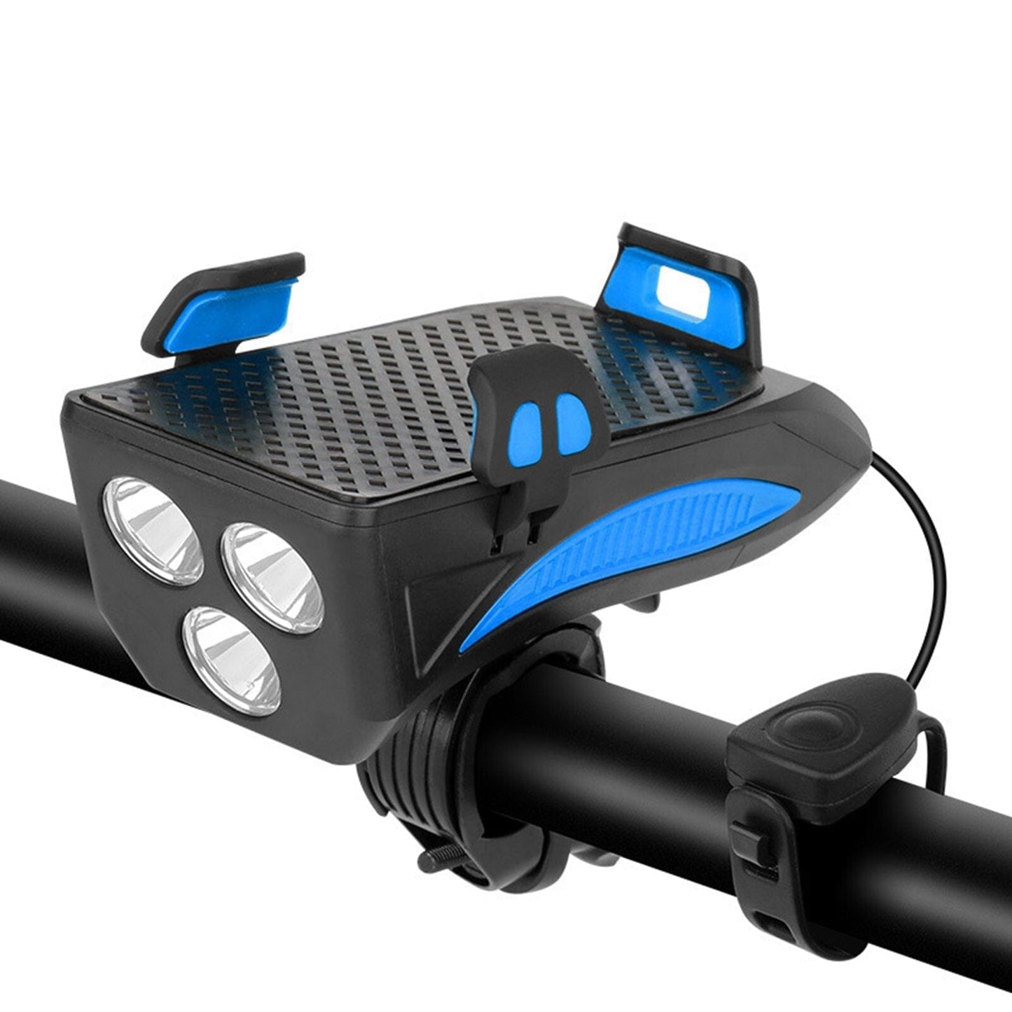 4-in-1 Rechargeable Bike Lights with Powerbank, Phone Holder, and Electronic Horn – LED Safety Lamp for Bicycles - Glamorix