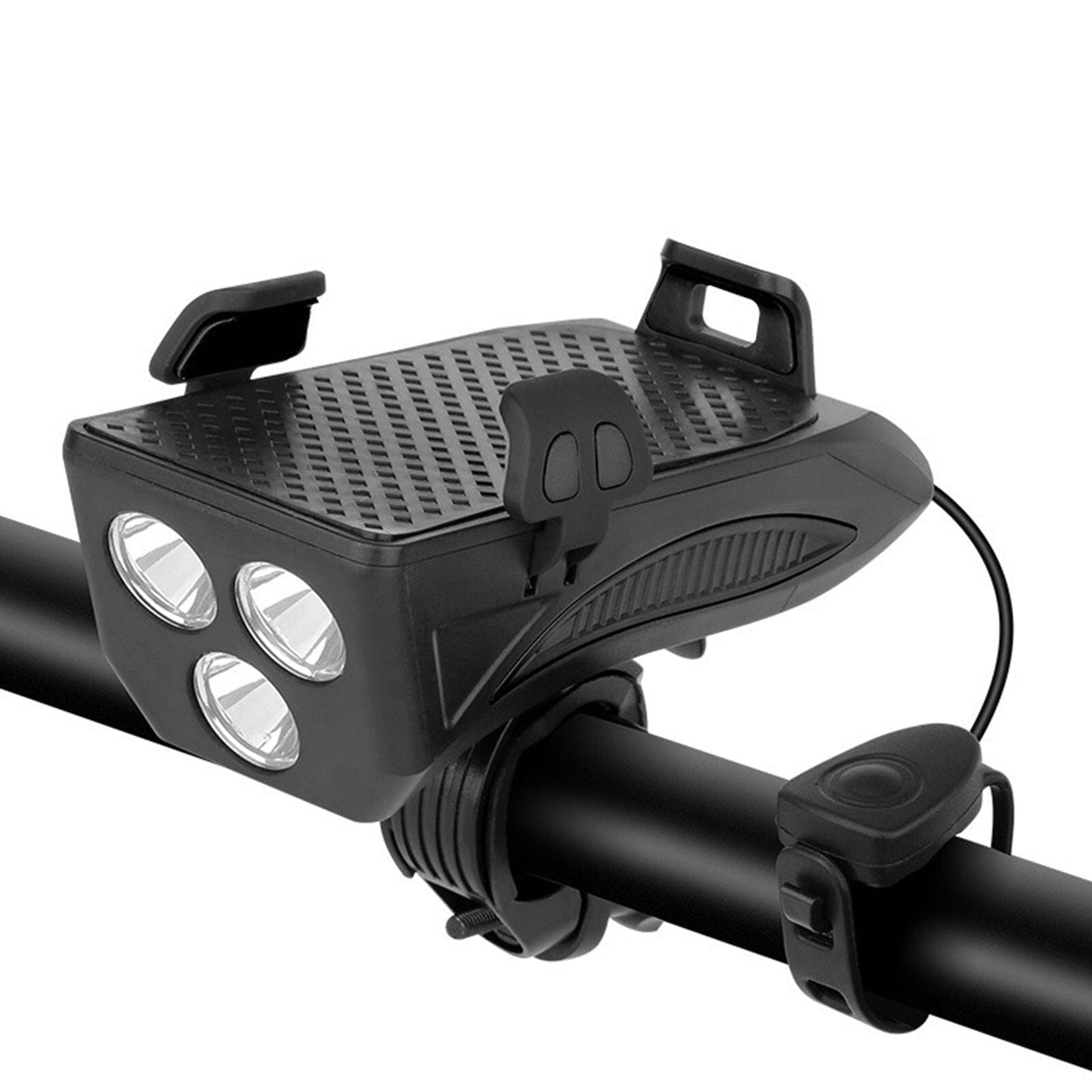 4-in-1 Rechargeable Bike Lights with Powerbank, Phone Holder, and Electronic Horn – LED Safety Lamp for Bicycles - Glamorix