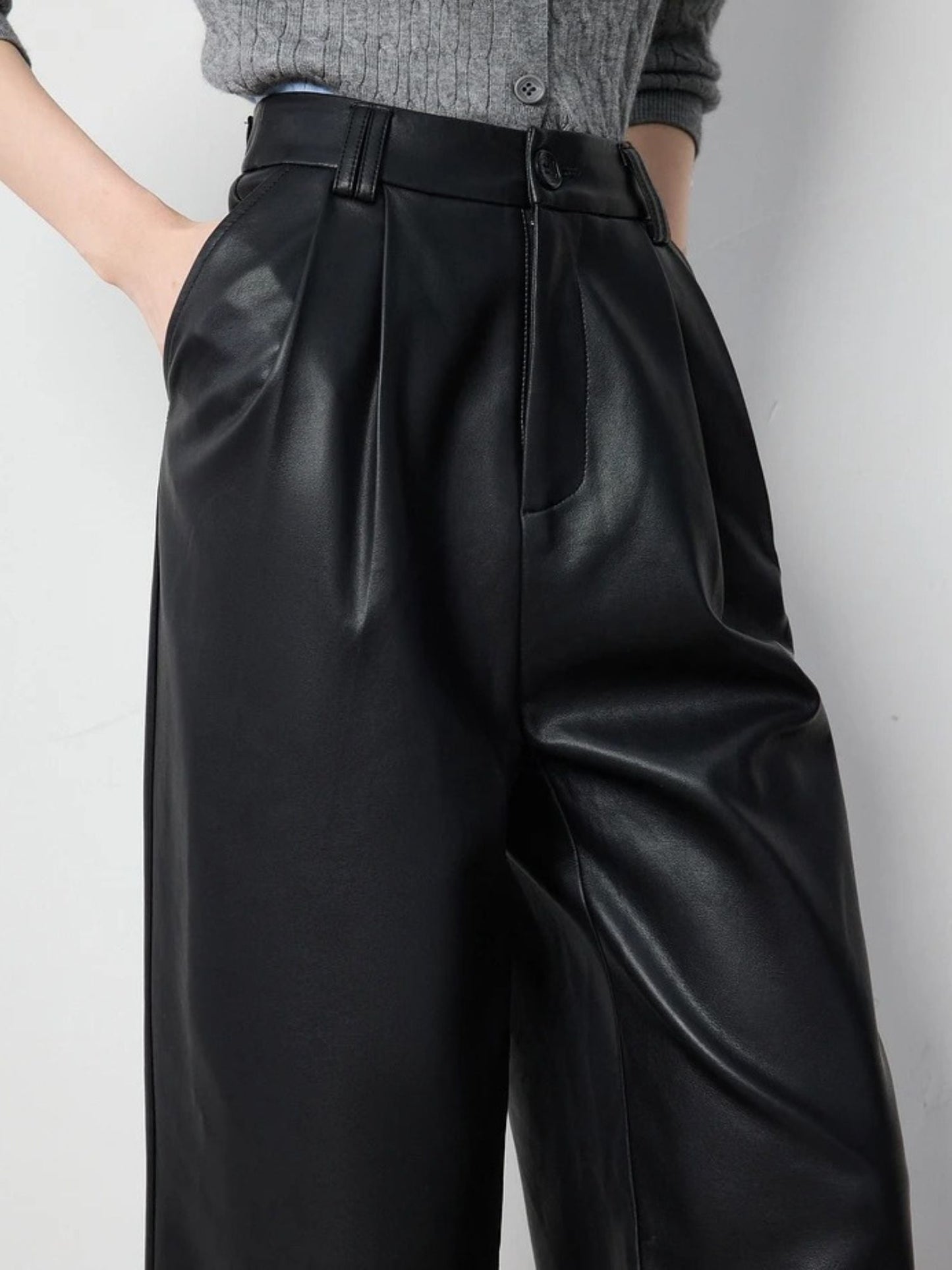 Elegante high-waist damesbroek met wijde pijpen en persvouw – NOA LINE - Glamorix