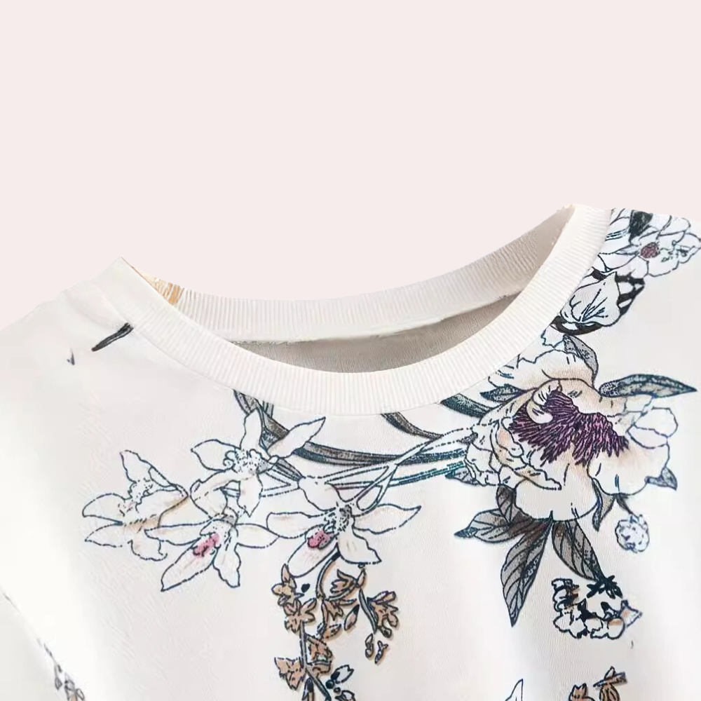 Zachte dames sweater met speelse bloemenprint – LILÉA - Glamorix