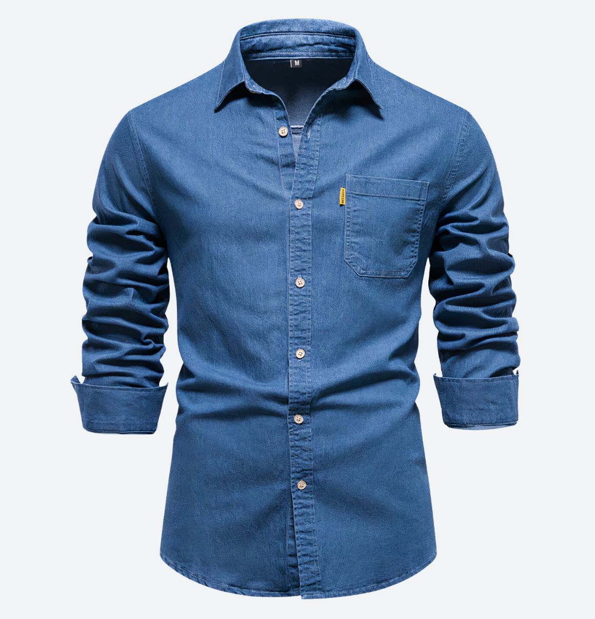 DENVER – Heren denim shirt met lange mouwen en stoere uitstraling