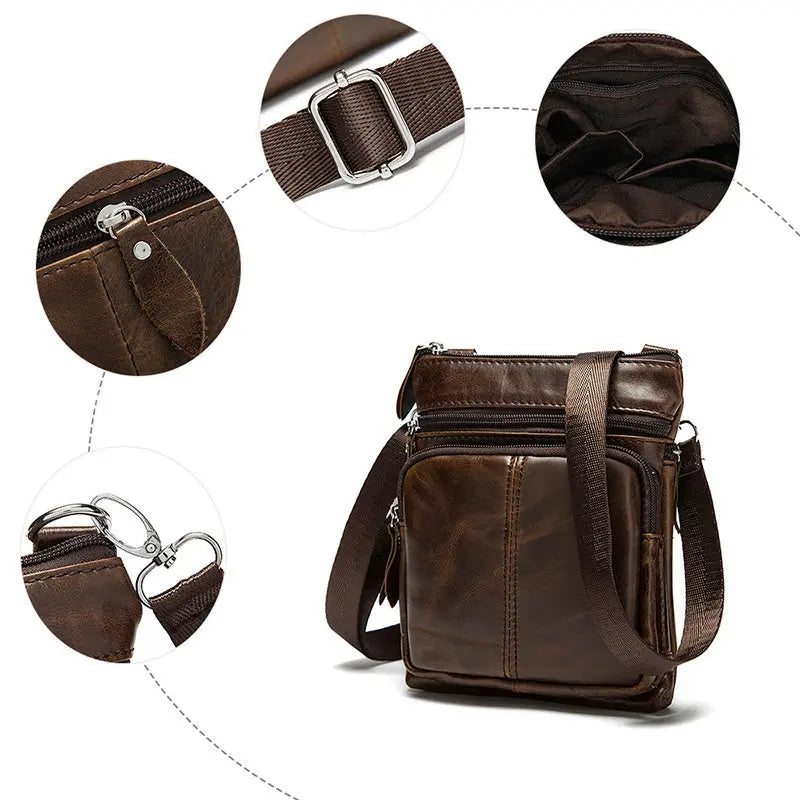 DAREN – Leren crossbodytas met meerdere compartimenten voor heren