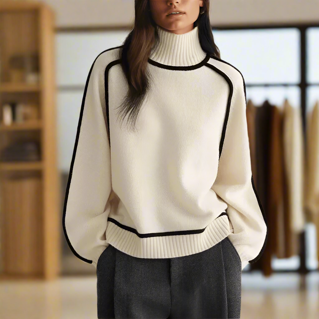 Losvallende gebreide coltrui voor dames – MINELYA - Glamorix