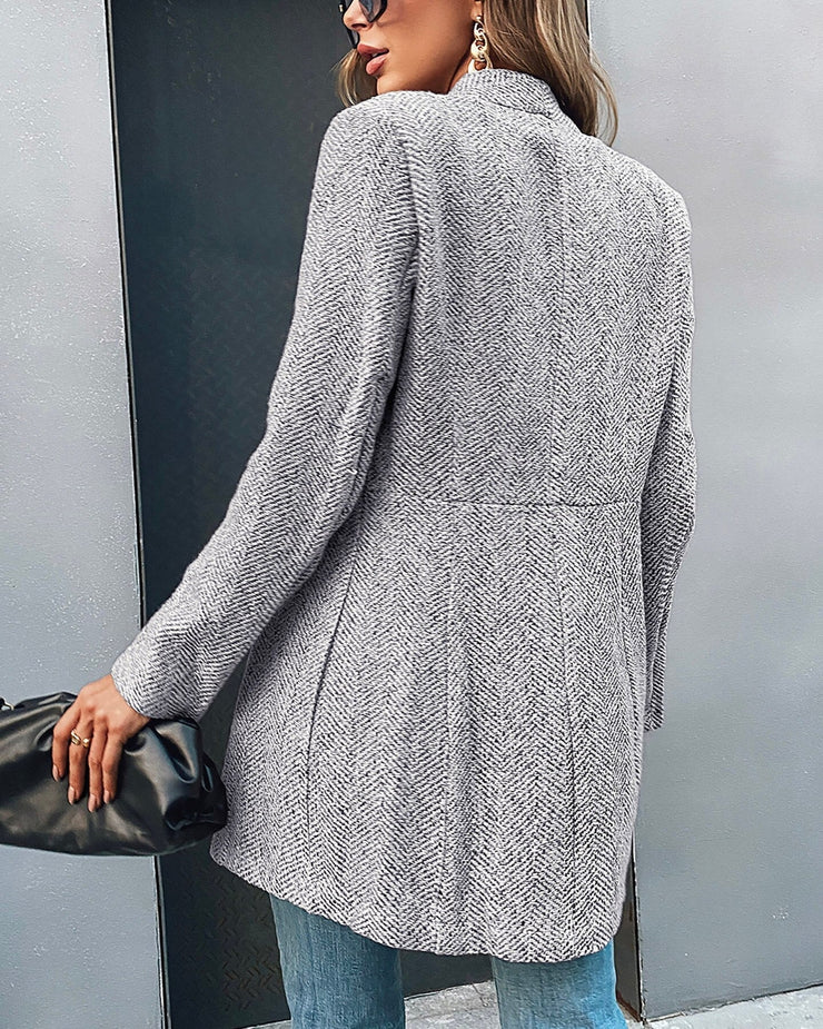 CAMILLE - Lange blazer met open voorkant en zakken voor dames