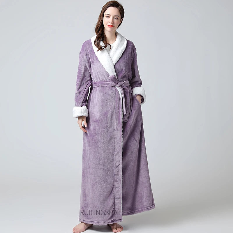 ELISE - Pluche damesbadjas met riem over de hele lengte