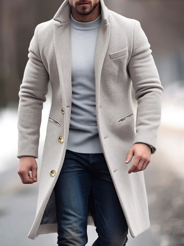AXEL - Abrigo de lana con cuello alto para hombre - Glamorix