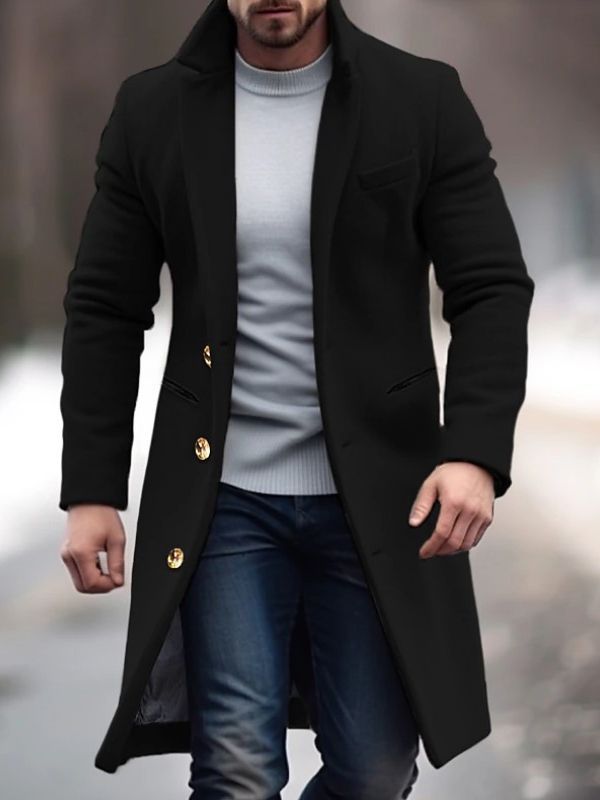 AXEL - Abrigo de lana con cuello alto para hombre - Glamorix
