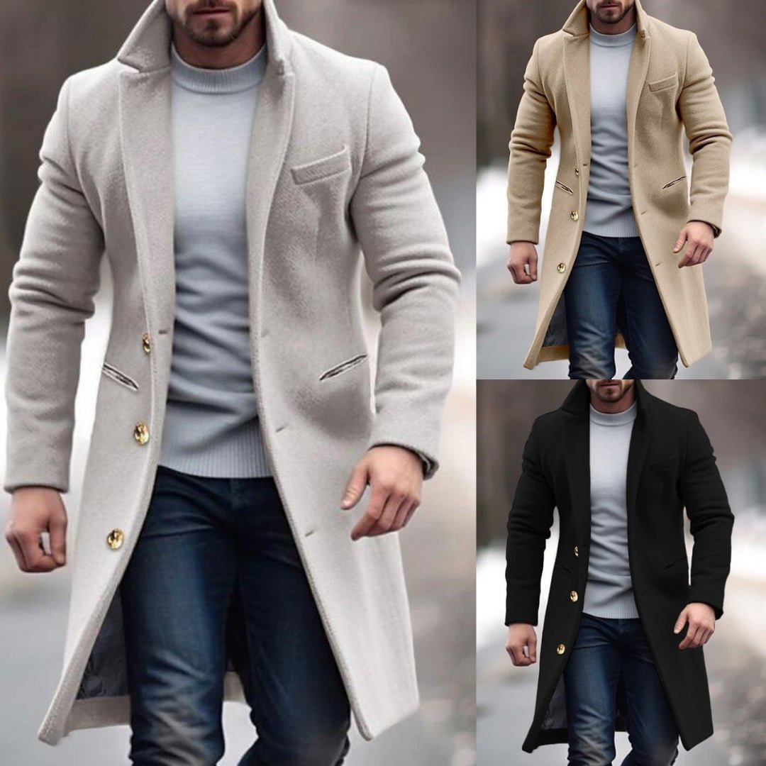 AXEL - Abrigo de lana con cuello alto para hombre - Glamorix