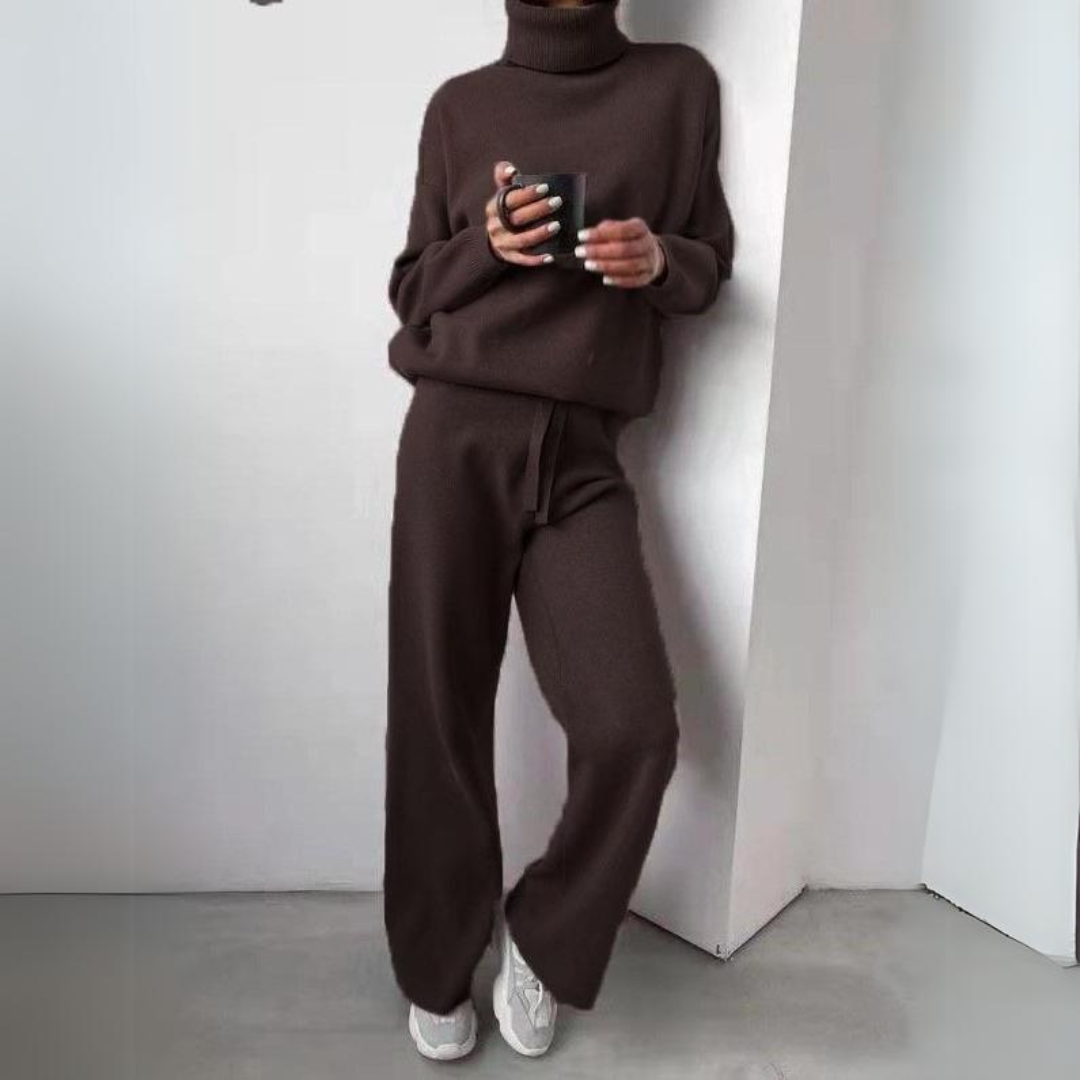 CARMEL - Elegante tweedelige set met coltrui en lange broek