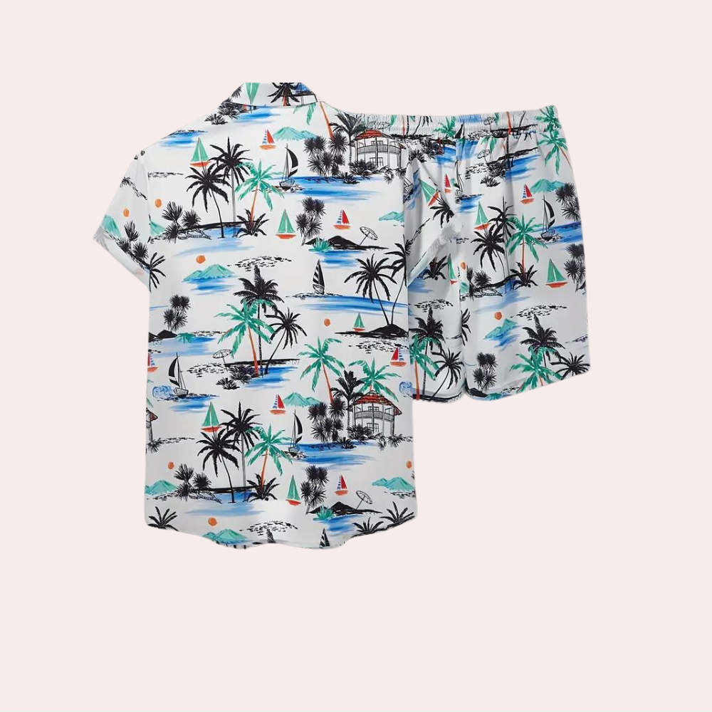 Heren set met T-shirt en short in relaxed fit – KAVERO ESSENTIALS - Glamorix