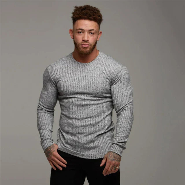 Ribgebreide heren trui met slanke pasvorm en tijdloze uitstraling – Nordhavn Knit - Glamorix