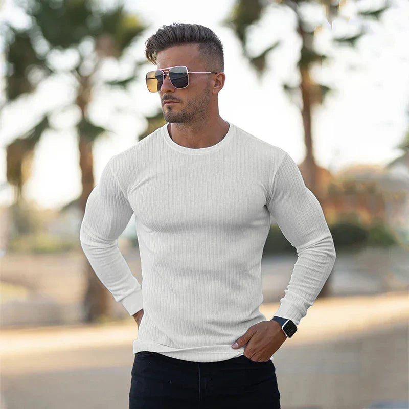 Ribgebreide heren trui met slanke pasvorm en tijdloze uitstraling – Nordhavn Knit - Glamorix