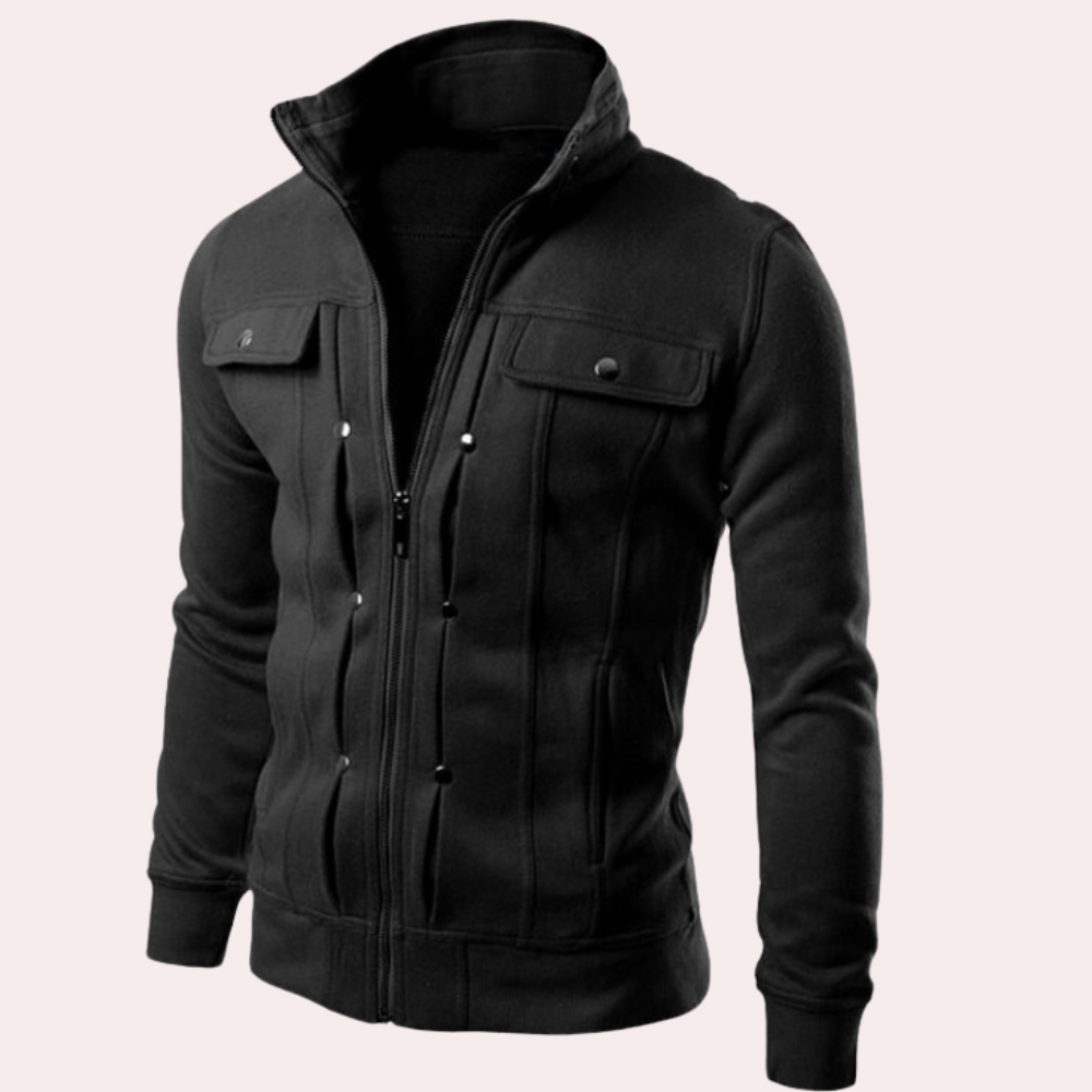 Moderne herenjas met hoge kraag en ritssluiting – VARELLO EdgeZip - Glamorix