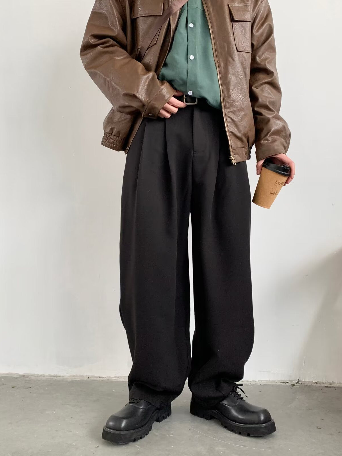Harrison - Wijde broek met hoge taille voor heren - Glamorix