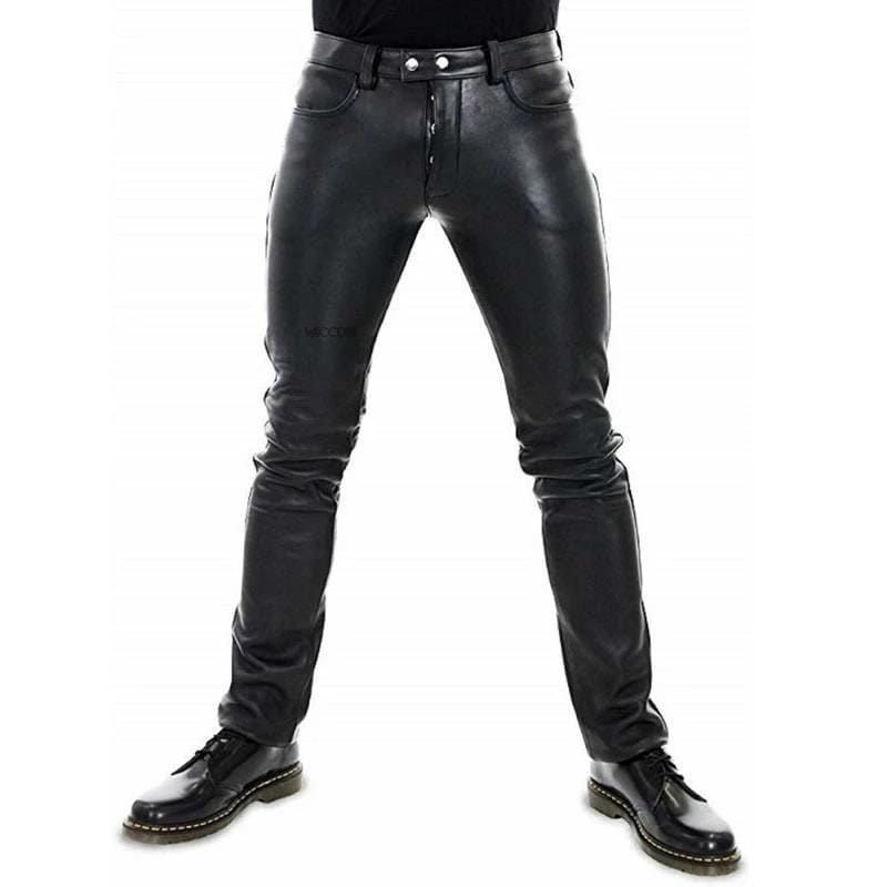 DAMON - Slim-fit leren broek voor heren