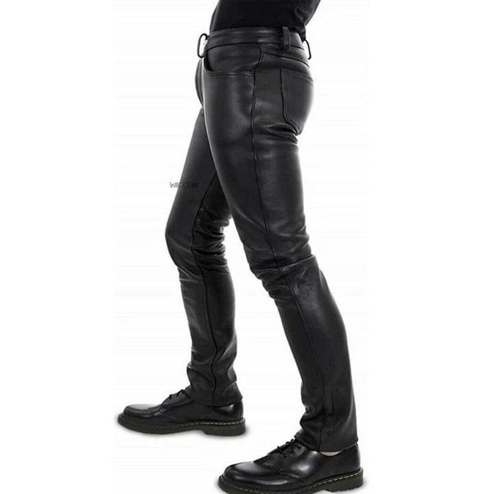 DAMON - Slim-fit leren broek voor heren