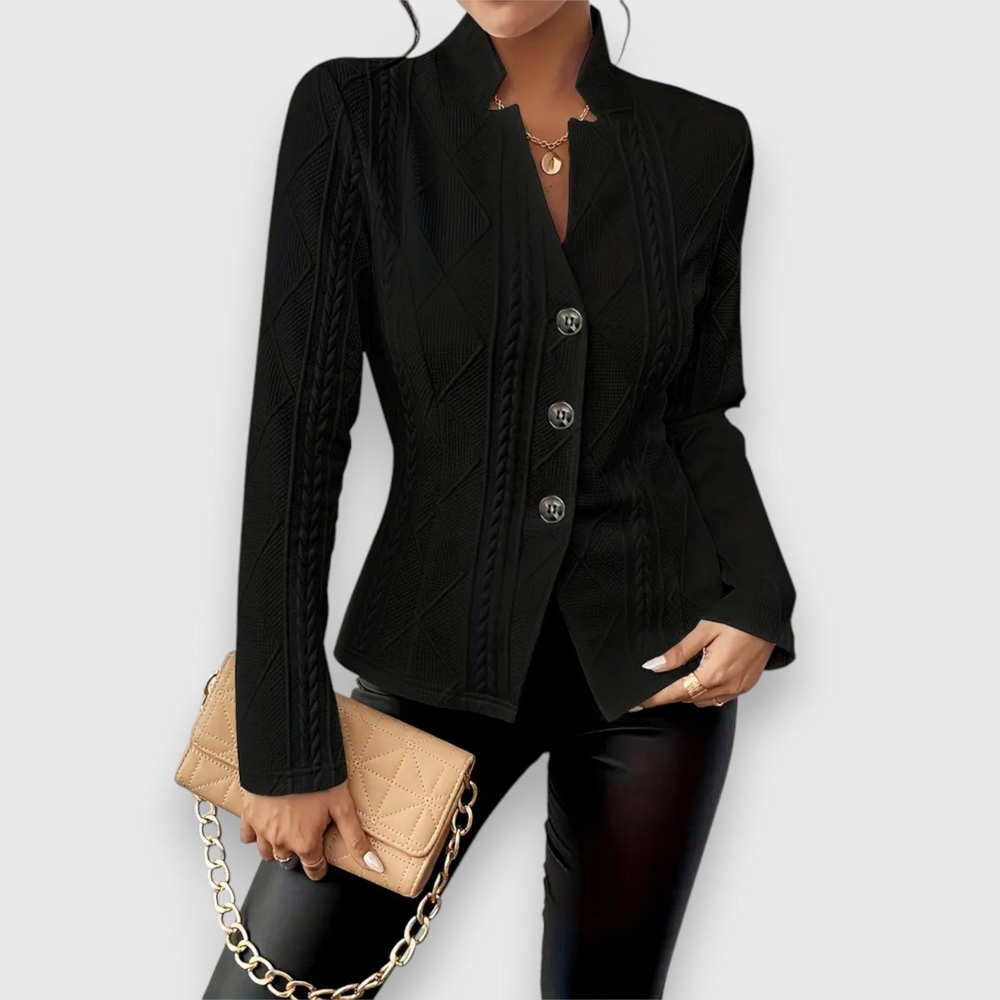 Getailleerde damesblazer met structuur en elegante snit – SERENA FORME - Glamorix