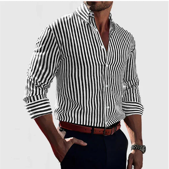 Herenoverhemd met verticale strepen en slim fit – LENOIR STRIPE - Glamorix