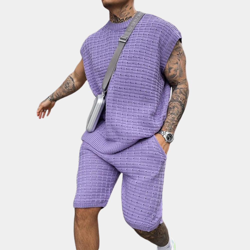 Mouwloze heren set met gestructureerde knitlook – CAEL STRUKTURA - Glamorix