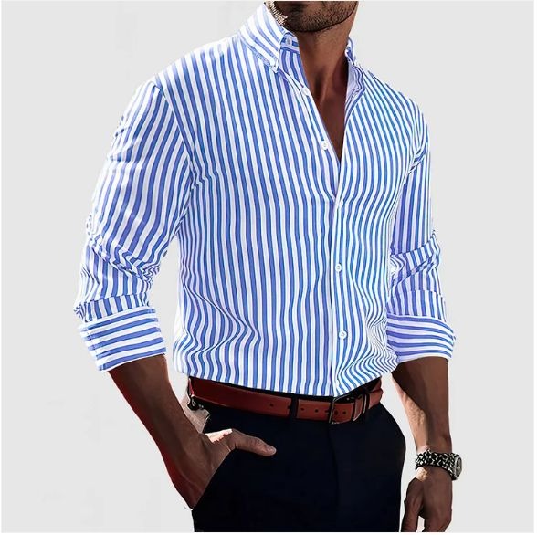 Herenoverhemd met verticale strepen en slim fit – LENOIR STRIPE - Glamorix