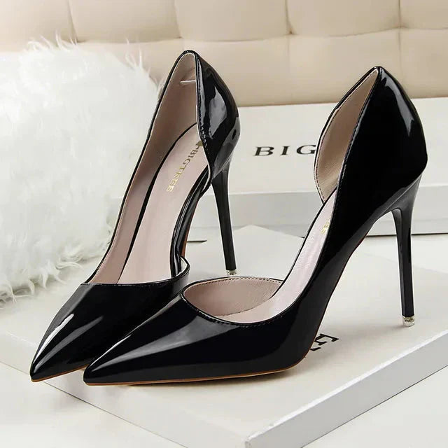 Dames pumps met hoge hak en uitgesneden zijkant – VELARA CUTOUT - Glamorix