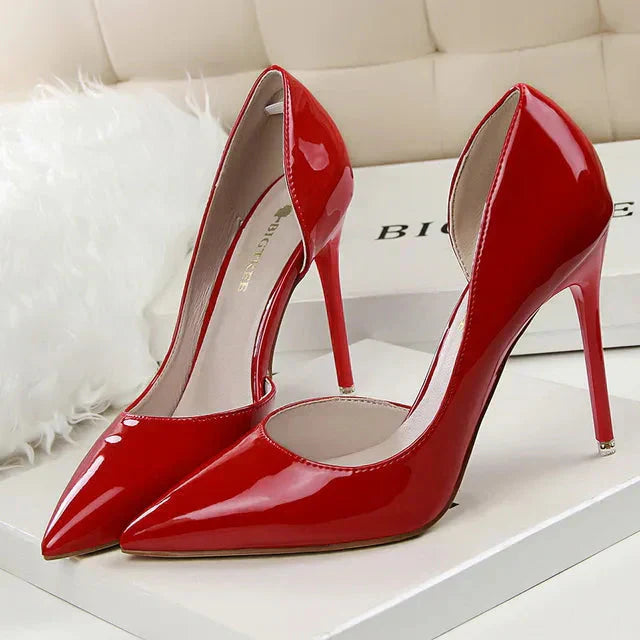 Dames pumps met hoge hak en uitgesneden zijkant – VELARA CUTOUT - Glamorix