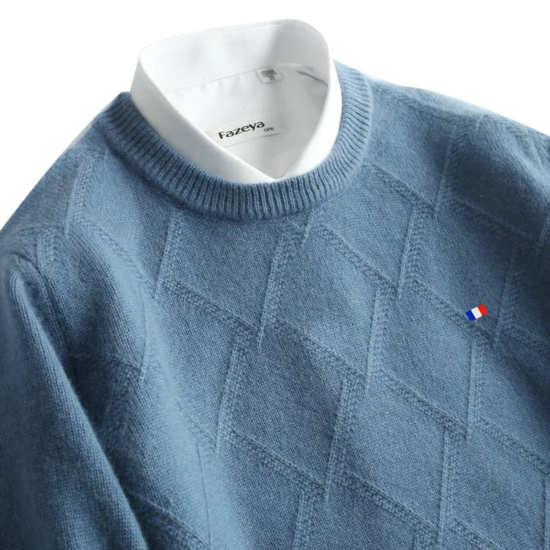 OSCAR - Klassieke gebreide herensweater met schijnkraag