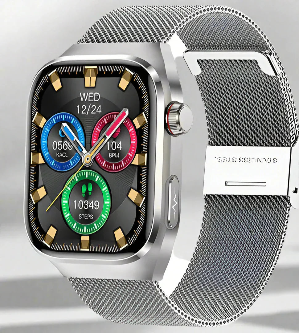 Slimme gezondheidswatch met ECG, bloedglucosemeter en AMOLED-display – VITALIS PRO - Glamorix