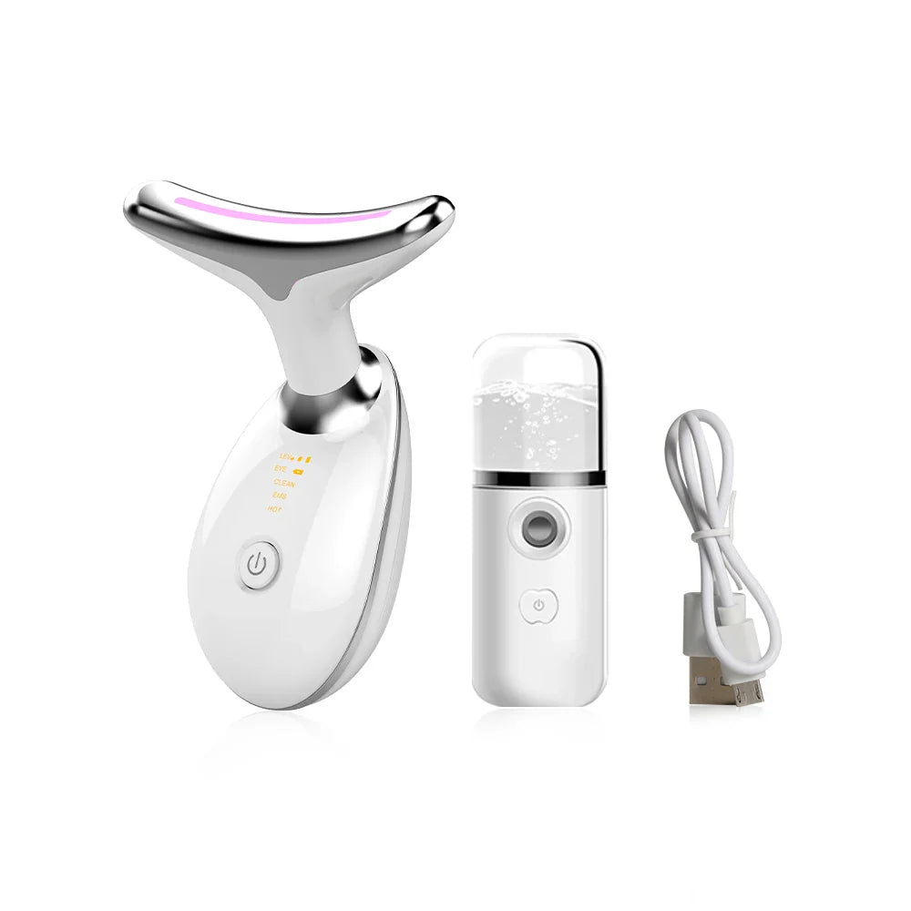 EMS hals- en gezichtsmassager met LED huidverstrakking – LIFTURA AGEDEFY - Glamorix