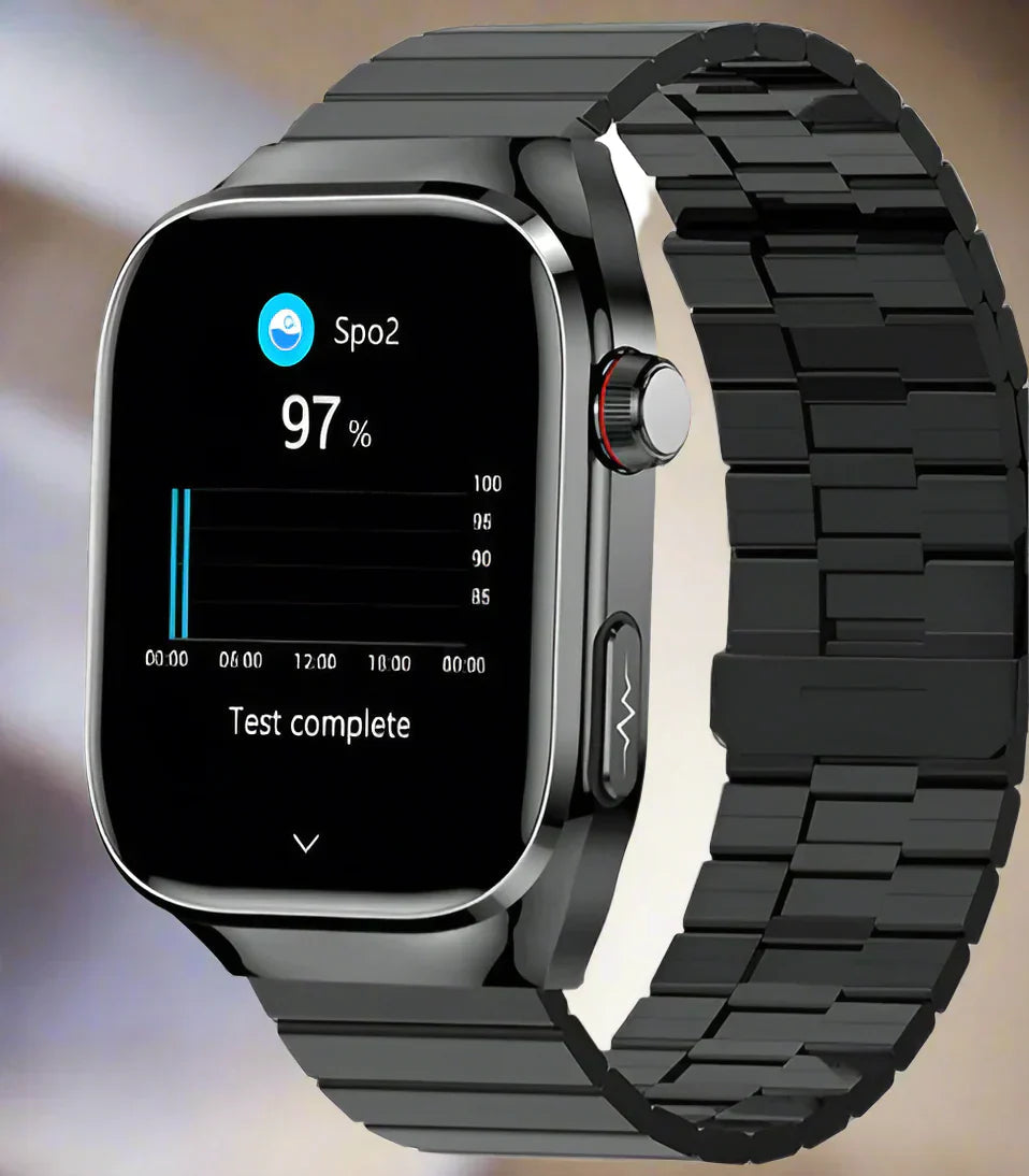 Slimme gezondheidswatch met ECG, bloedglucosemeter en AMOLED-display – VITALIS PRO - Glamorix