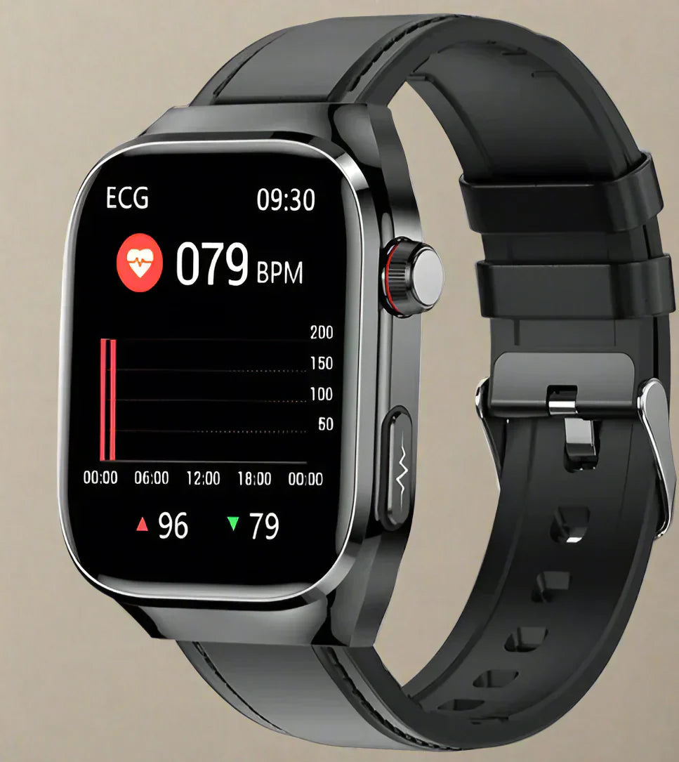 Slimme gezondheidswatch met ECG, bloedglucosemeter en AMOLED-display – VITALIS PRO - Glamorix