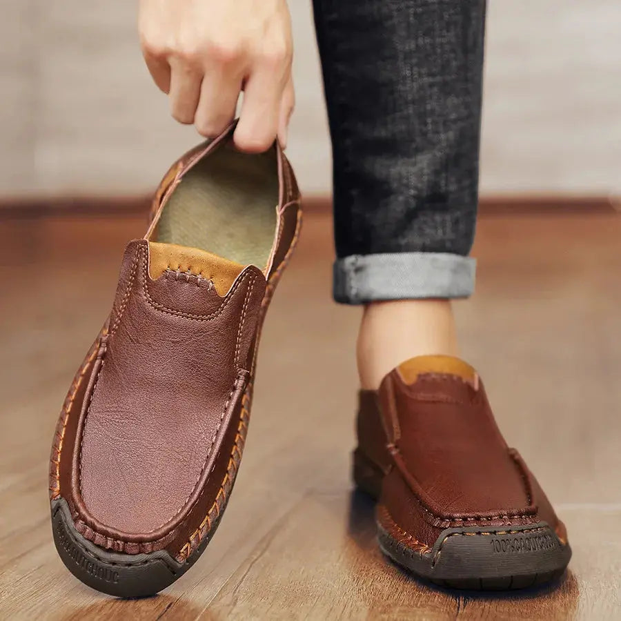 Leren mocassins voor heren met flexibele zool – LÉVANO - Glamorix