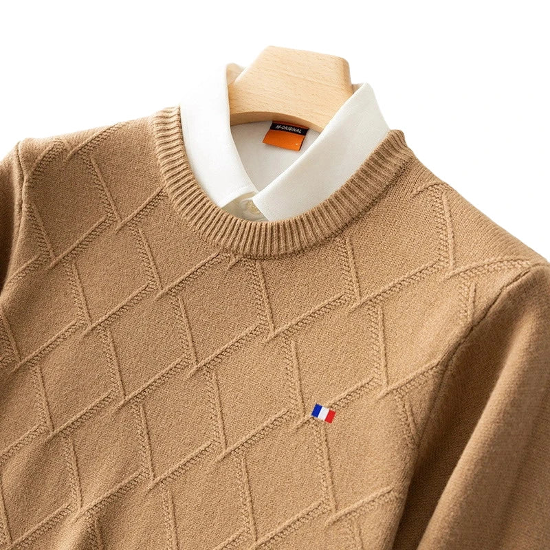 OSCAR - Klassieke gebreide herensweater met schijnkraag
