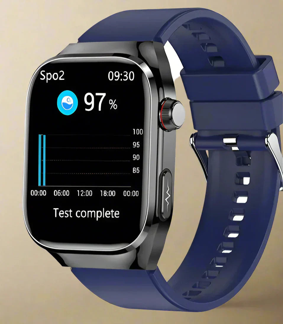 Slimme gezondheidswatch met ECG, bloedglucosemeter en AMOLED-display – VITALIS PRO - Glamorix