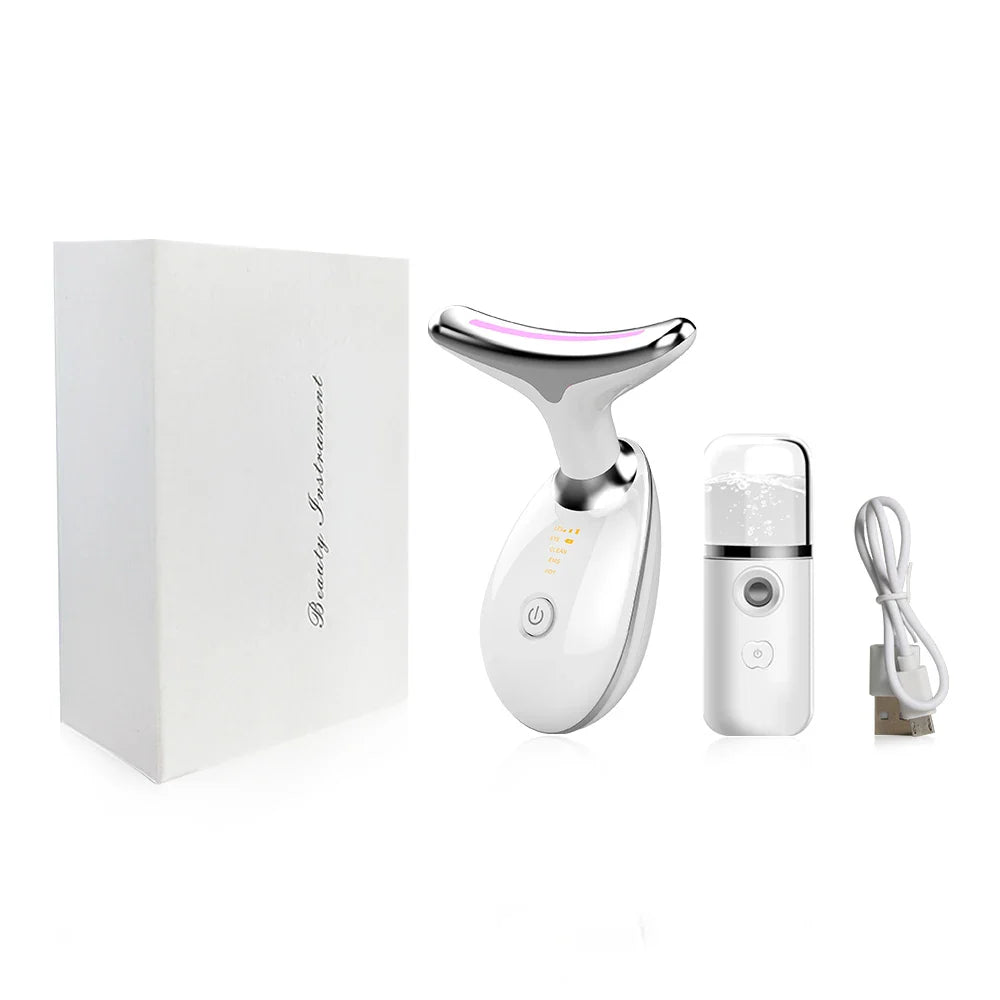 EMS hals- en gezichtsmassager met LED huidverstrakking – LIFTURA AGEDEFY - Glamorix