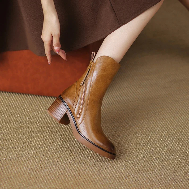 Elegante Leren Damesboots met Tijdloos Design – NOÉRINA